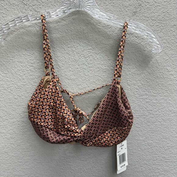 L Space Swimsuit Top Women's Size M Ringo Bikini Top Kaleidoscope Twin Print New - Picture 3 of 5